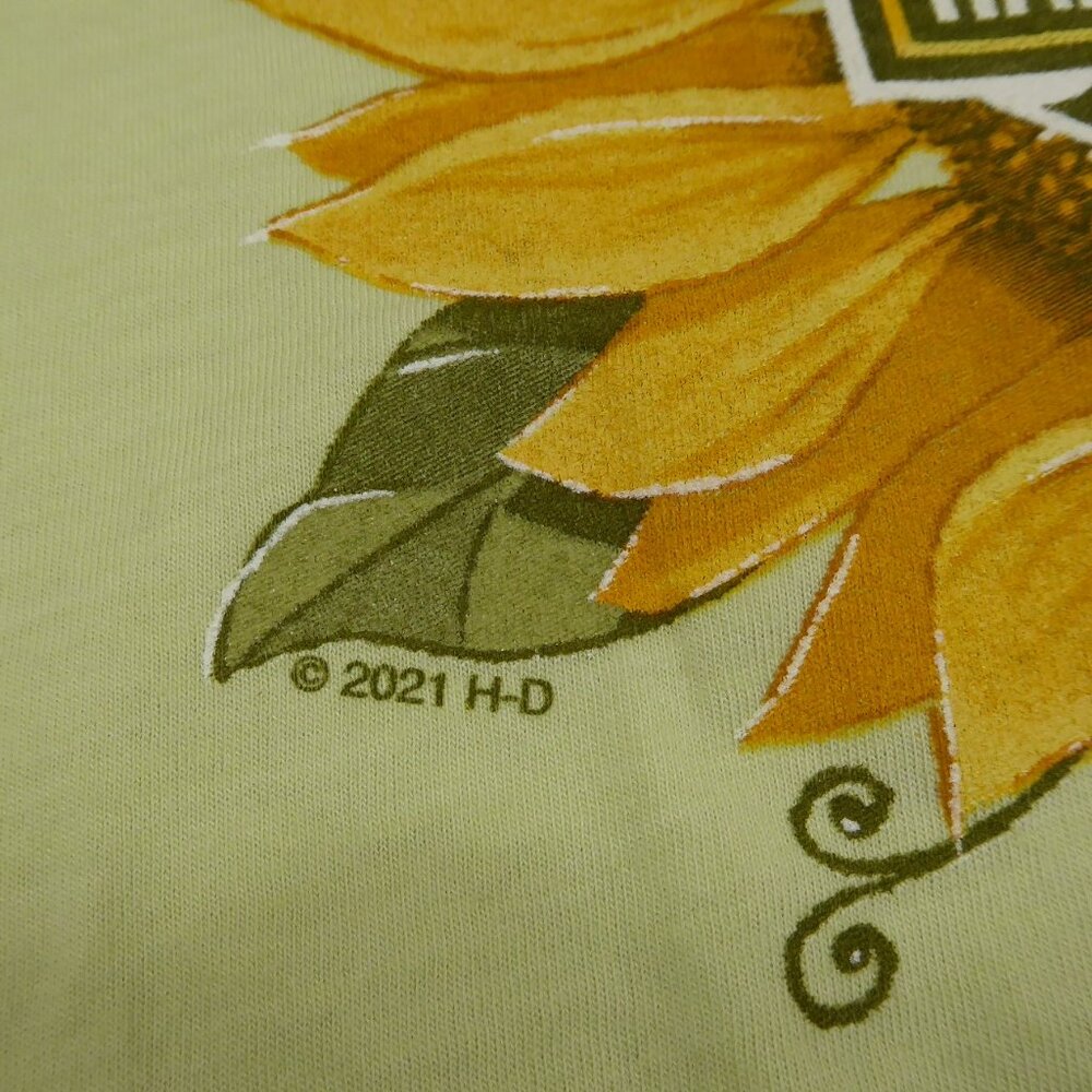 Harley Davidson Womens M Light Lime Green Boho Sunflower T-Shirt Bedford Hts OH - Picture 4 of 8
